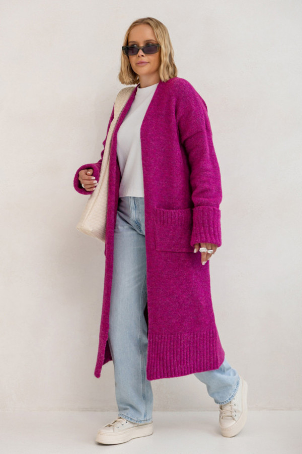 Długi kardigan gloria amarant