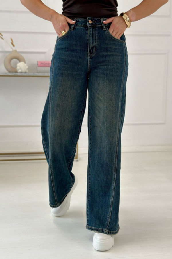 Spodnie jeansowe wide leg sandra ciemnoniebieskie