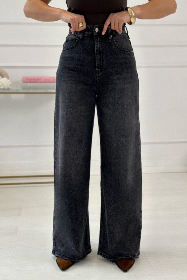 Spodnie jeansowe wide leg sabrina czarne