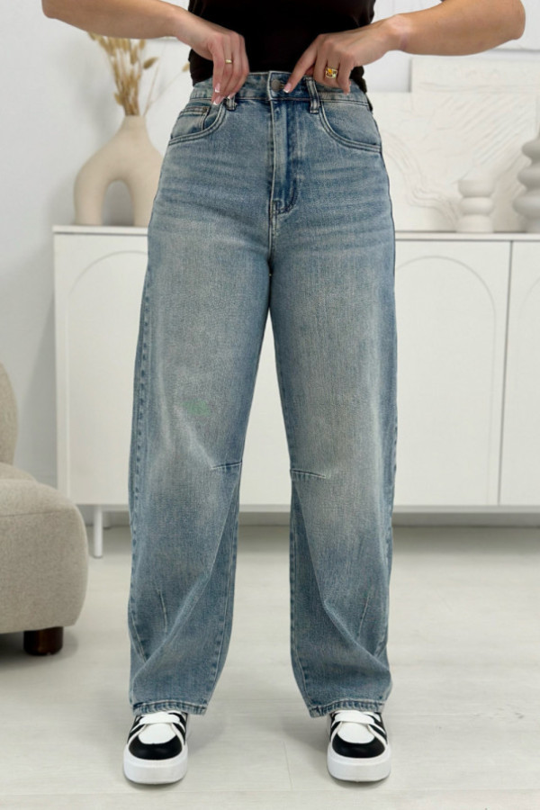 Spodnie jeansowe wide leg marika jasnoniebieskie