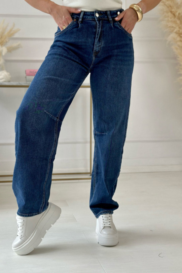 Spodnie jeansowe straight leg ornella ciemnoniebieskie