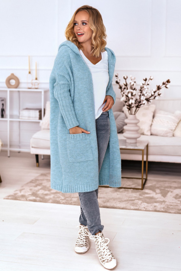 Kardigan z napisem simply turkus