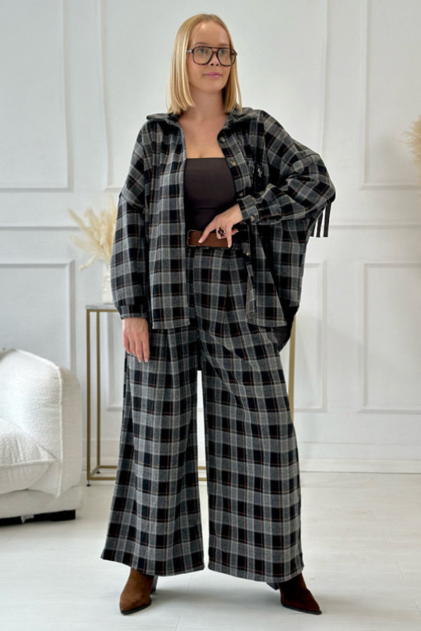 Koszula w kratę lisandra szaro-czarna