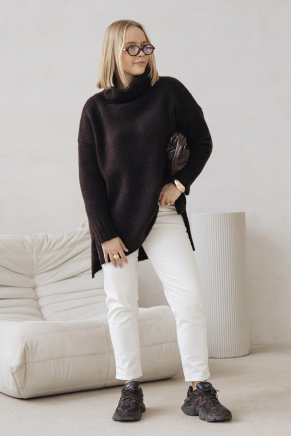 Sweter oversize golfem anna czekolada