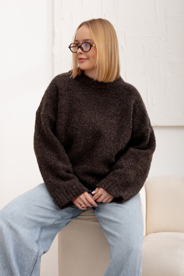 Sweter oversize z wełną vivienne ciemne kakao