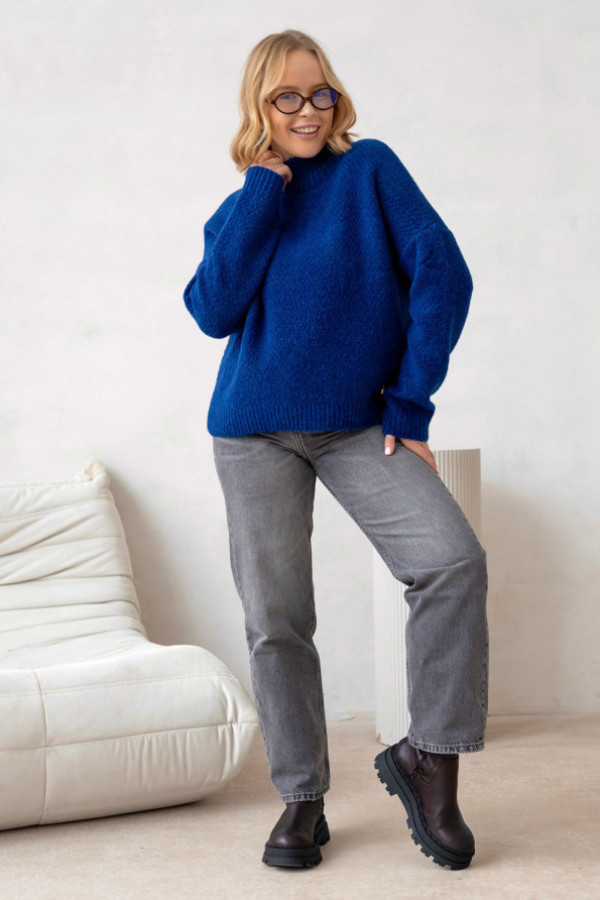 Sweter oversize z golfem nicoll atrament