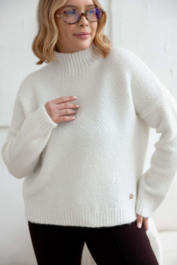 Sweter oversize z golfem nicoll ecru