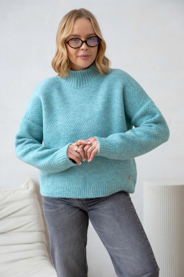 Sweter oversize z golfem nicoll turkus