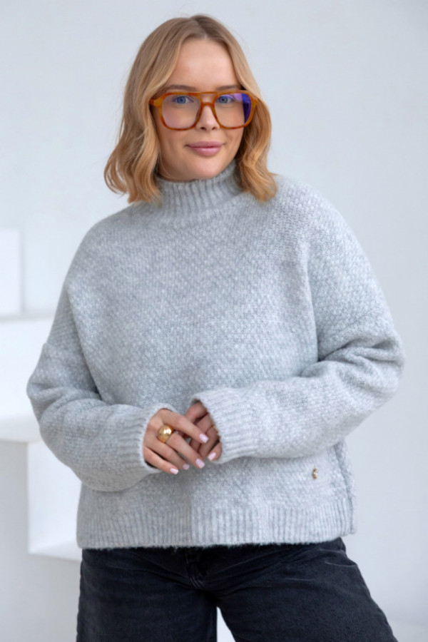 Sweter oversize z golfem nicoll szary