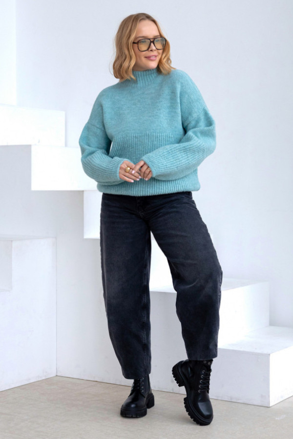 Sweter z szerokimi rękawami tomi turkus