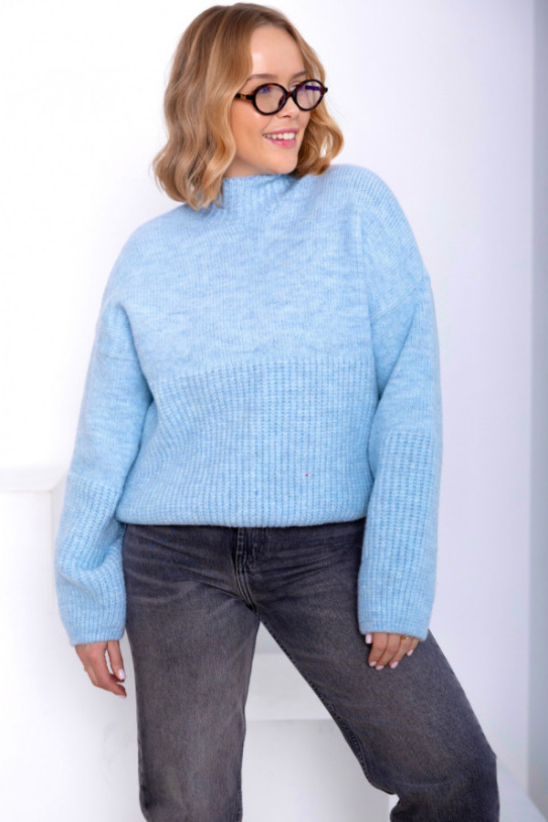 Sweter z szerokimi rękawami tomi błękit