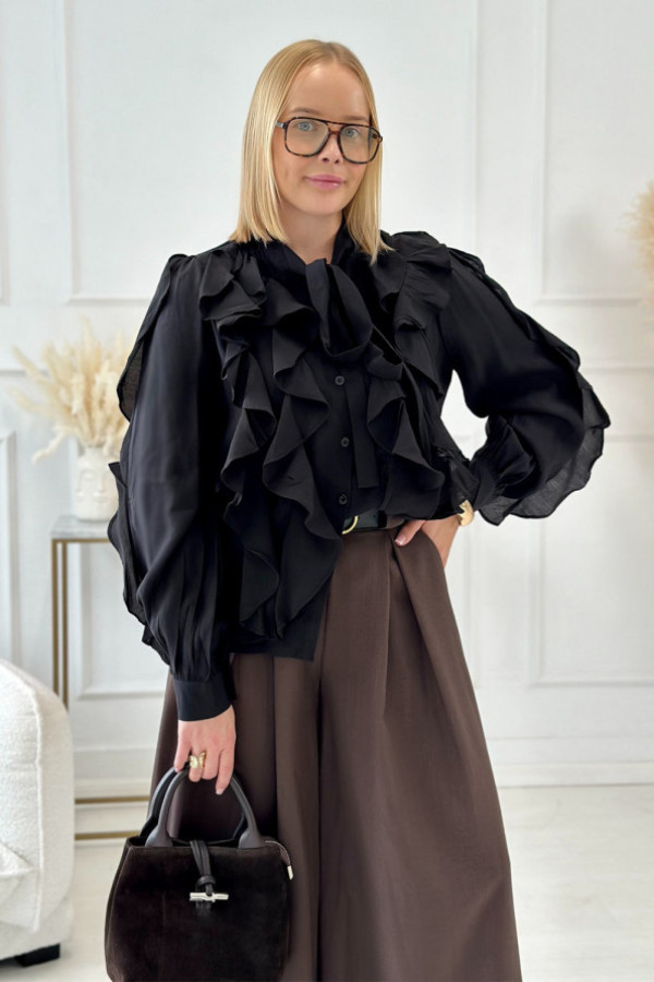 Koszula z falbankami jane czarna