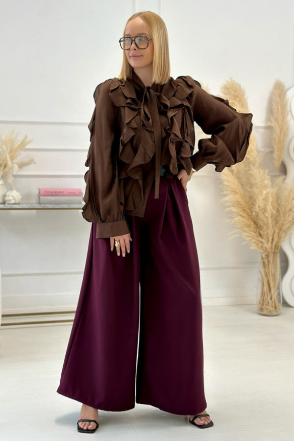 Koszula z falbankami jane czekolada