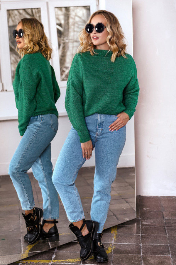 Sweter rulon zielony