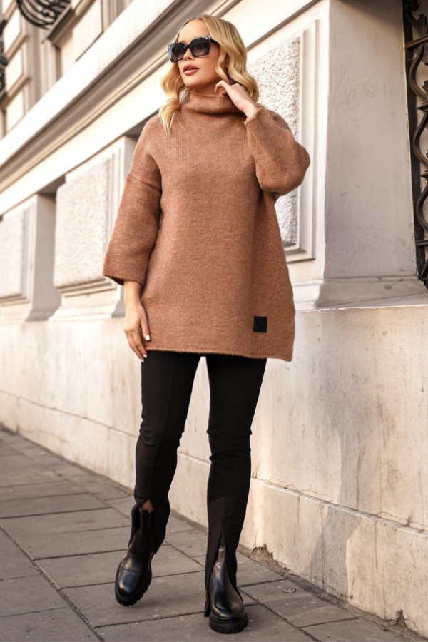 Sweter tunika zara karmel