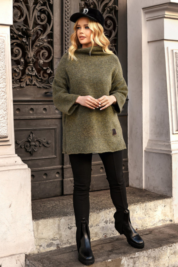 Sweter tunika zara khaki