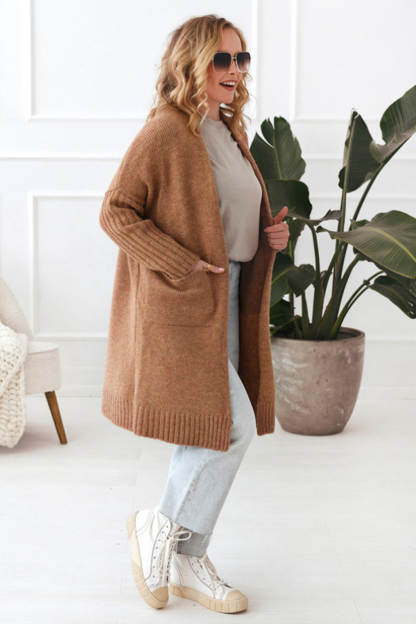 Kardigan z kieszeniami lara karmel