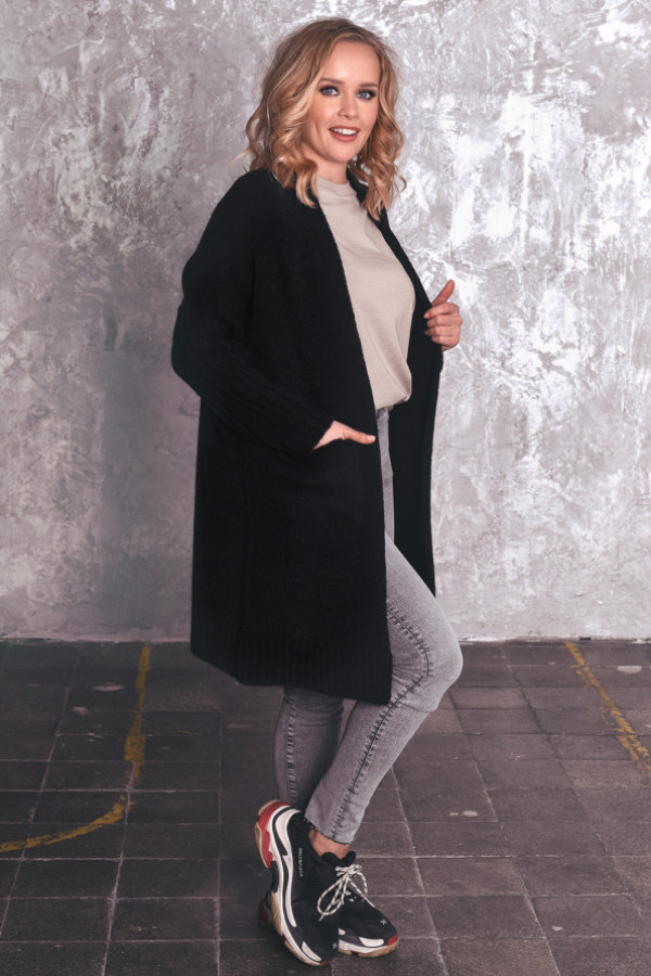 Kardigan z kieszeniami lara czarny