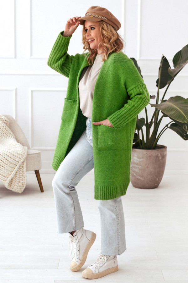 Kardigan z kieszeniami lara trawa