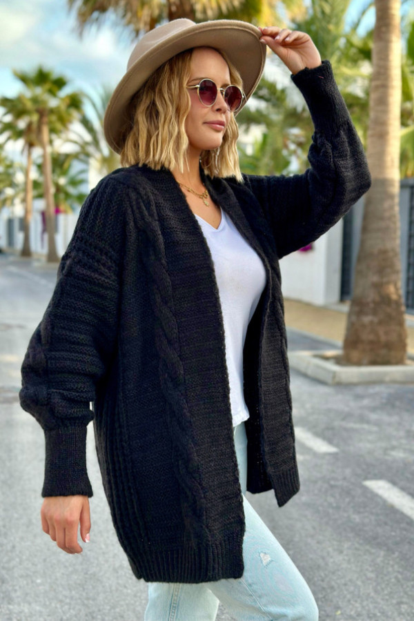 Kardigan z warkoczem viktoria czarny