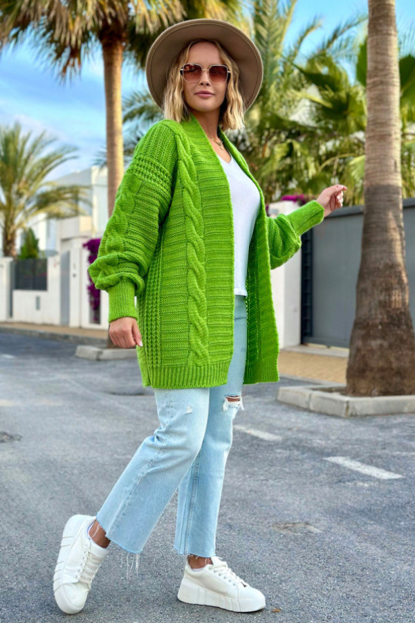 Kardigan z warkoczem viktoria trawa