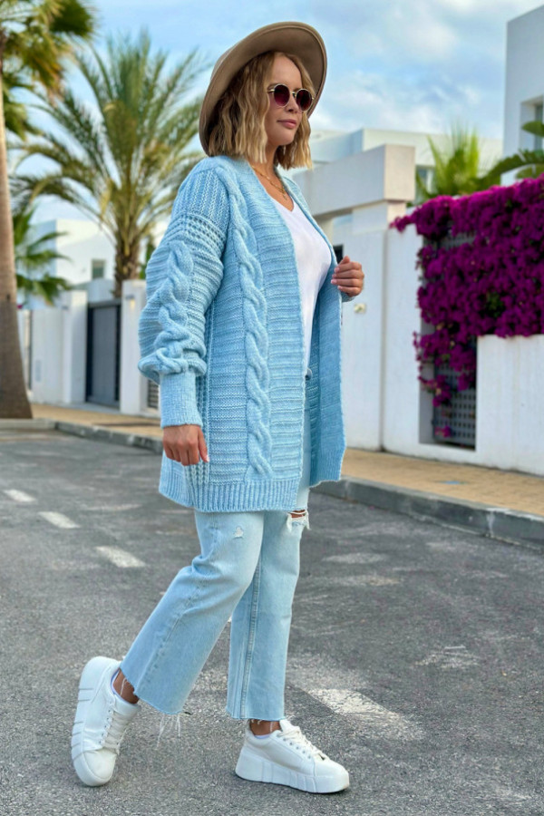 Kardigan z warkoczem viktoria błękit