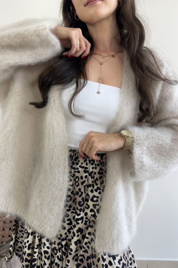 Kardigan beżowy 80% kid moher ariel