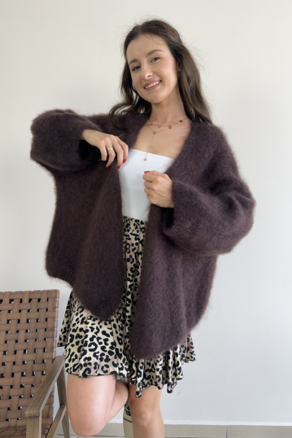 Kardigan czekoladowy 80% kid moher ariel