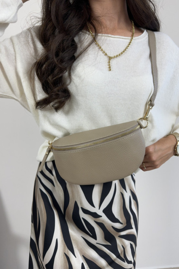 Torebka skóra naturalna nerka taupe roxa