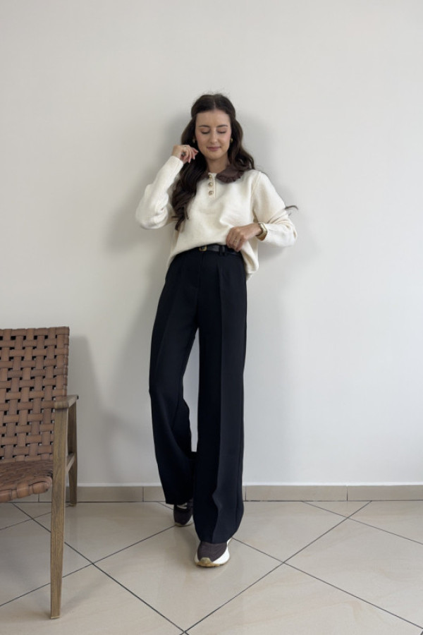 Spodnie o szerokim kroju czarne dilvin