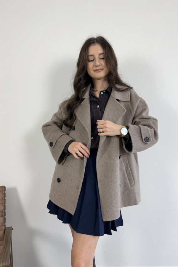 Płaszcz/kurtka wełniana o luźnym kroju z rękawem 7/8 eliss