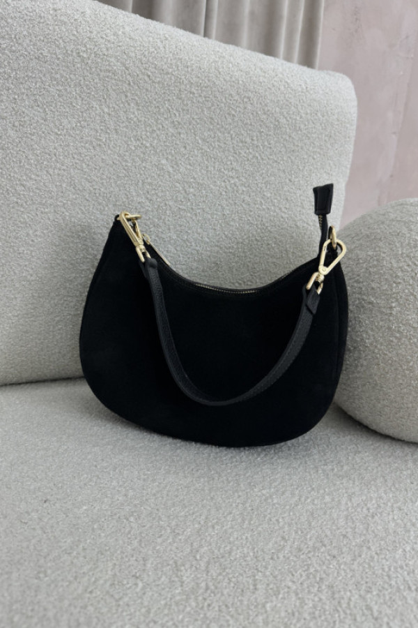 Torebka skórzana półksiężyc czarna small issue