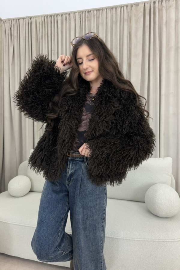 Kurtka/futerko czekoladowe z podszewką lama