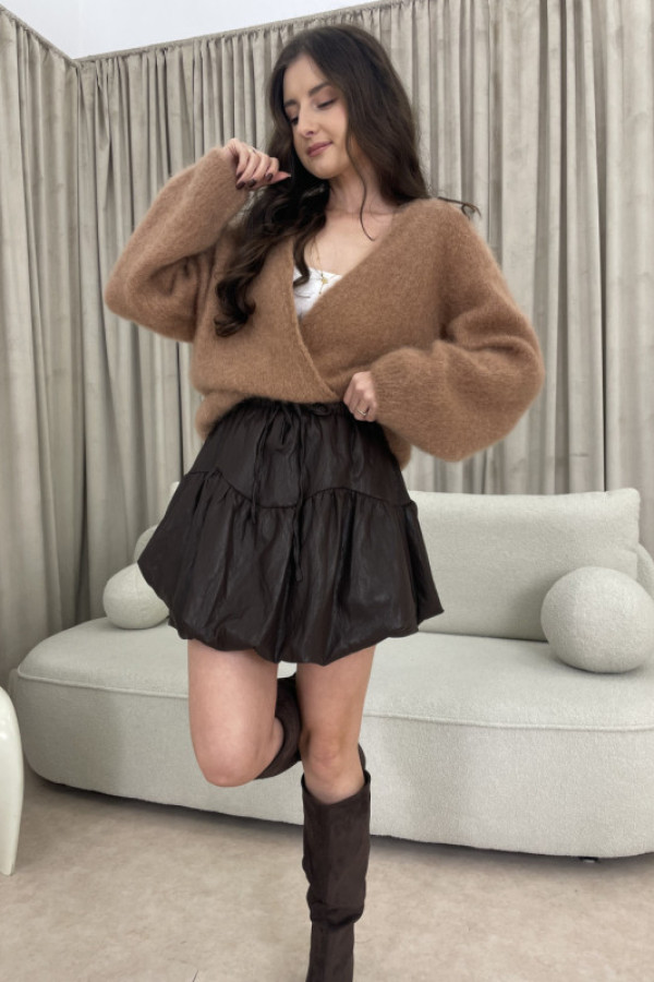 Spódnica z ekoskóry czekoladowa mini choco