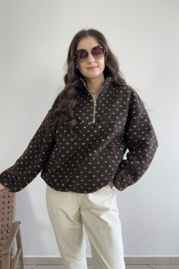 Polar/kurtka baranek z zamkiem czekoladowa daisy