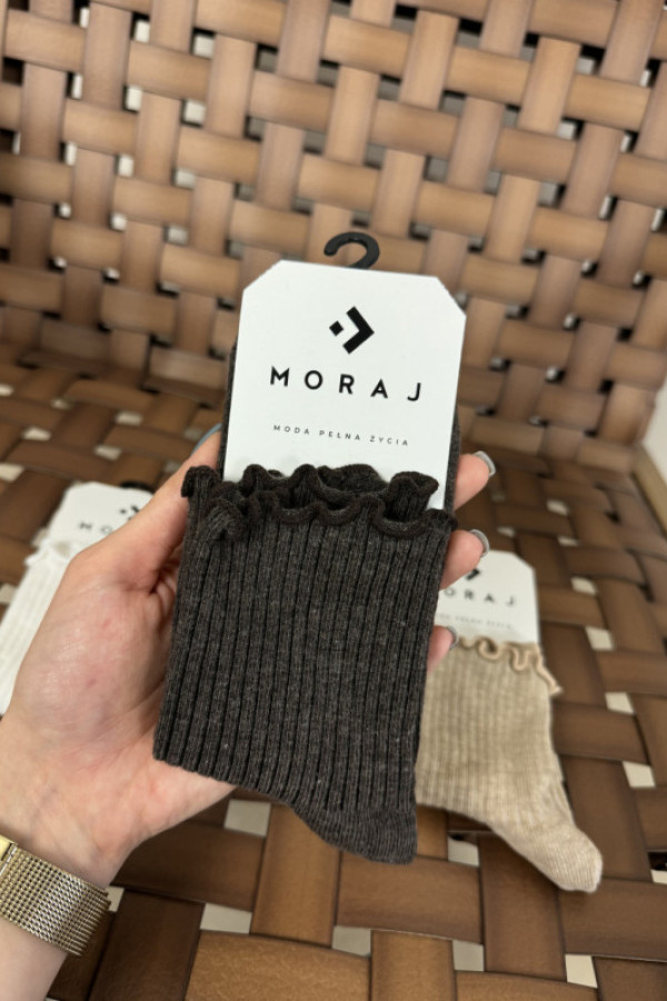 Skarpety z falbanką czekoladowe