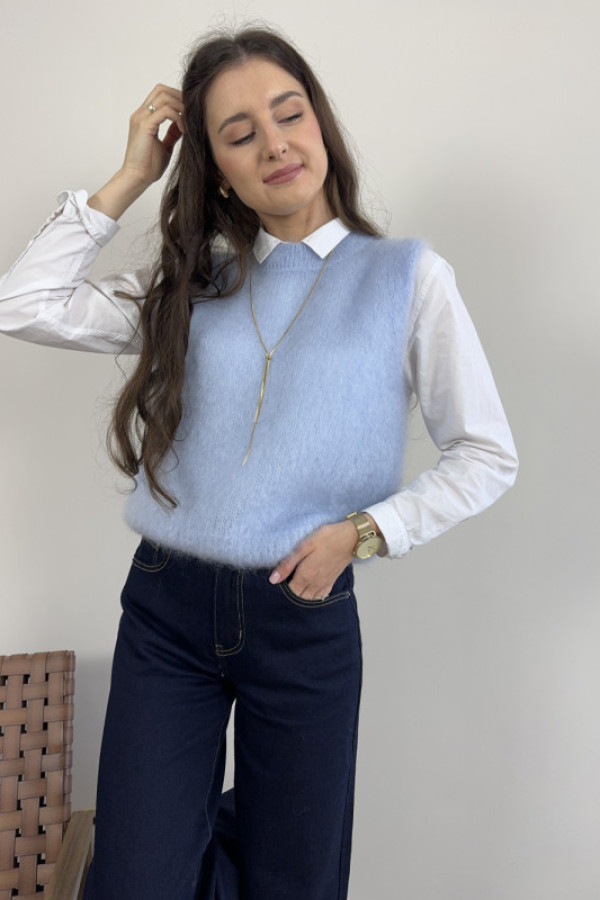 Kamizelka/bezrękawnik 81% kid moher błękitna air