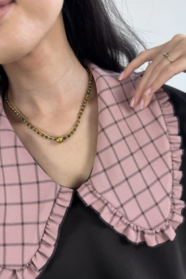 Naszyjnik podwójny z brązowymi koralikami