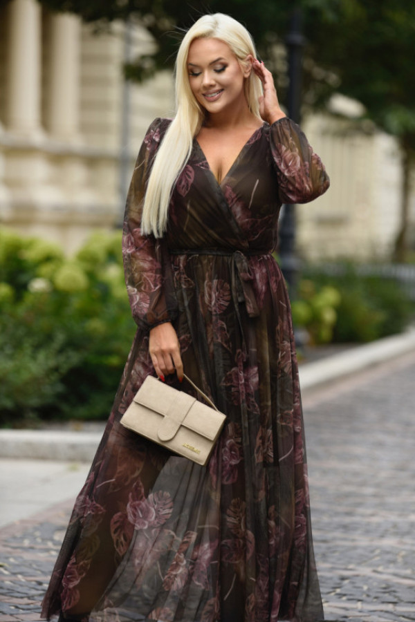 Sukienka maxi raven burgundowa