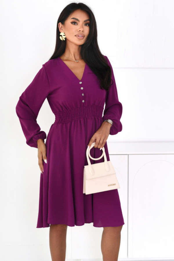 Sukienka z guziczkami selina fioletowa