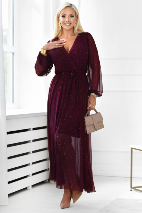 Sukienka błyszcząca monique burgundowa