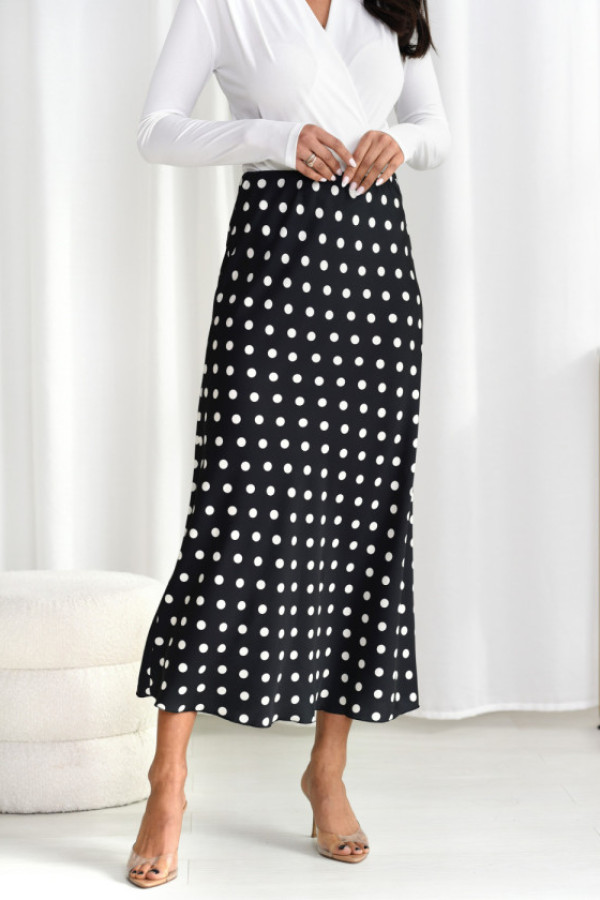 Spódnica satynowa rosalia groszki czarna