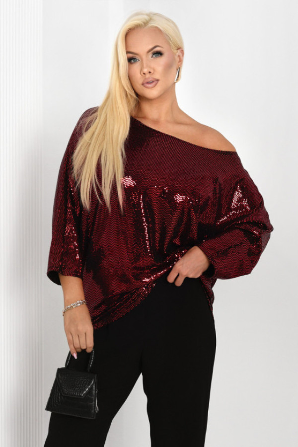 Bluzka cekinowa bordowa
