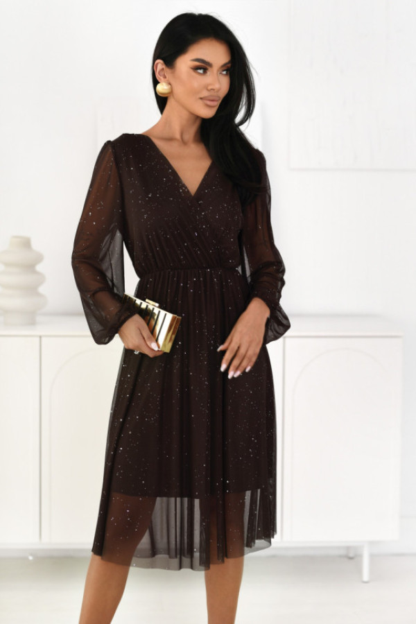 Sukienka juliana błyszcząca czekoladowa