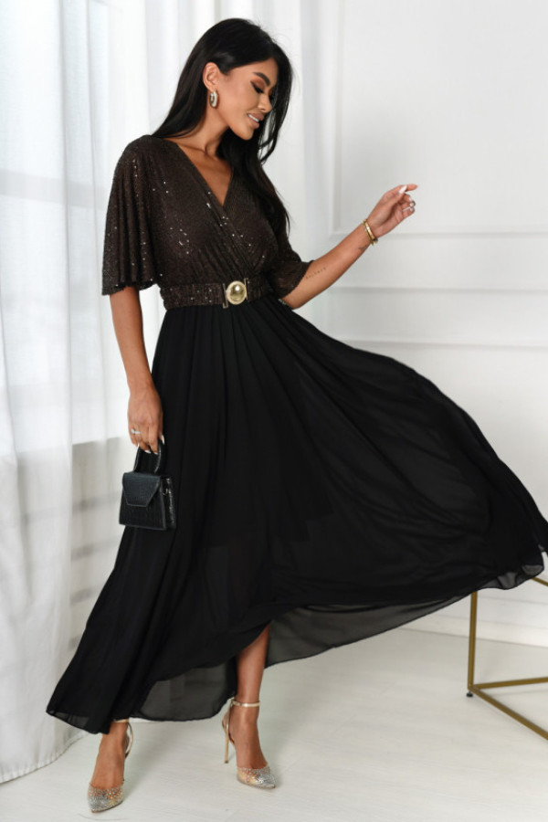 Sukienka maxi cekinowa angelina czekoladowa